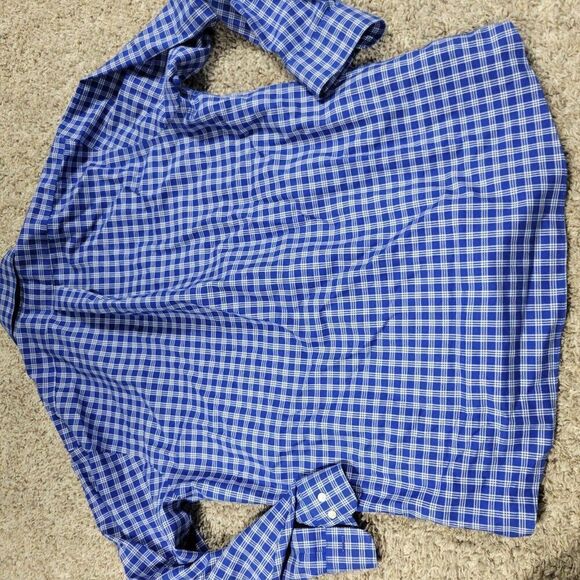 Brooks Brothers Shirt Mens 17 2/3 Blue Button Down Plaid Soft Oxford Regent Fit - Picture 5 of 7